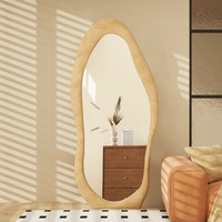 法式异形镜子全身穿衣镜设计感落地镜家用卧室不规则试衣镜装饰镜