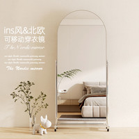 新艺鸿运轻奢风全身镜可移动穿衣镜网红异形落地镜服装店大镜子显瘦试衣镜