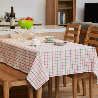 NITORI宜得利家居家用小清新纯棉桌垫布简约条纹格子桌布 三原色 三原色