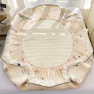 洁丽雅夏季乳胶凉席花边床笠单件床罩2023新款加厚冰丝床垫保护罩
