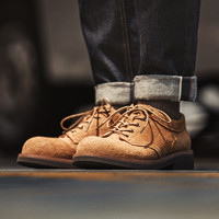 MADEN 马登 工装鞋2022冬季新款男鞋户外低帮休闲工装靴复古反绒拼接大头皮鞋