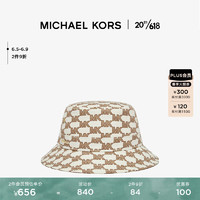 MICHAEL KORS迈克高仕字母印花休闲女士渔夫帽遮阳帽 米色/牛皮棕 210 OS