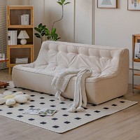 昊罔（HAOWANG）北欧简约网红奶油风双人布艺沙发直排小户型客厅公寓轻奢小沙发 米白色 双人位(125cm)