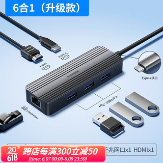 迈从（MCHOSE）MC800转换器Typec扩展USB分线器转接头适用笔记本电脑雷电4HDMI多接 USB3*3+typec+千兆网口