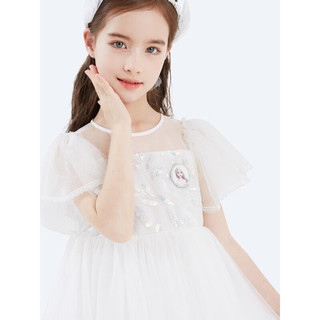 迪士尼（Disney）女童连衣裙儿童公主夏女孩网纱裙蓬蓬裙夏装 HXM071白色130cm