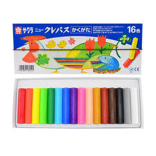 SAKURA 樱花 日本樱花(SAKURA)油画棒蜡笔美术儿童绘画 16色套装方形笔杆 带色卡松紧带 NEP-16