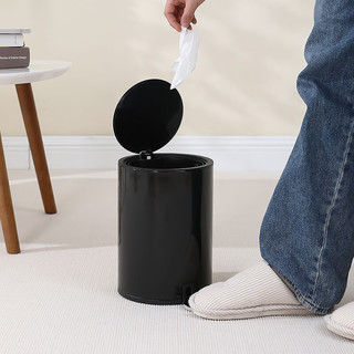 利快圾桶脚踏式卫生间卧室客厅垃圾桶内外双桶带盖密封厕所垃圾篓 黑色3L