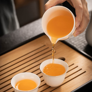 瓷牌茗茶具（cipaiming teaset）羊脂玉茶具套装德化白瓷茶壶泡茶器办公室会客盖碗功夫茶杯整套 描金《美人肩盖碗》羊脂玉10件套