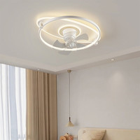 恋艺居客厅风扇灯led吸顶灯大风力简约卧室灯广东中山灯具套餐三室两厅 DDX2090白金卧室圆50cm智能无极