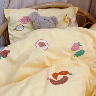 沐凡（mufan）单人床三件套幼儿园纯棉儿童套件卡通床单被套枕套学生床品套件 缤纷水果-三件套
