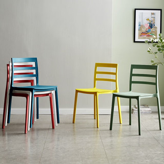 迈亚家具小椅子时尚彩色凳子客厅靠背椅餐桌凳加厚塑料椅子吃饭高凳 绿色
