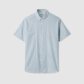 限尺码：Hieiika 海一家 商务休闲条纹衬衣2023夏季新款制扣领时尚简约男士短袖衬衫
