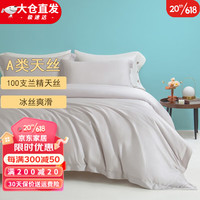 KooWispoA类100支兰精天丝被套单件莱赛尔冰丝被罩双人家用夏 天灰色 150*200cm被套单件