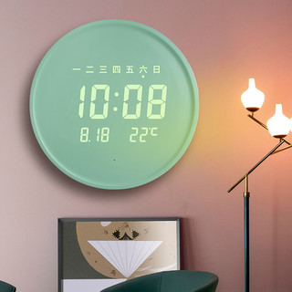 2023新款电子钟表创意挂钟客厅家用夜光时钟挂墙静音挂表现代简约 12英寸 中文版
