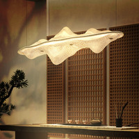 明灯汇云水禅心茶灯会客室新中式茶室灯艺术中国风禅意茶叶店中式长条灯 1001A白色裂纹无极调光+遥控