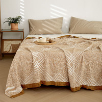 眠度A类毛巾被夏季竹纤维提花毛毯午睡毯双人空调被单人办公室午休毯 椰棕色 150*200cm约1.1kg（单人毯）