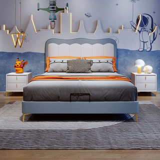水星青少年床 皮床轻奢现代简约小户型单人床软包床 1.2*2.0米 单床