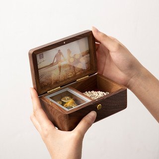 梵瀚（FANHAN）黑胡桃木音乐盒八音盒可定制首饰盒生日礼物送女生毕业季礼物 黑胡桃木长方形