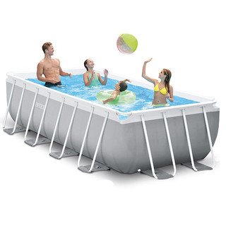 INTEX26374 深灰色长方形管架水池套装 游泳池家庭可移动折叠养鱼池