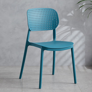 貴林鳥  简约现代餐椅家用加厚塑料椅子大人凳子靠背网红休闲牛角椅时尚 孔雀蓝
