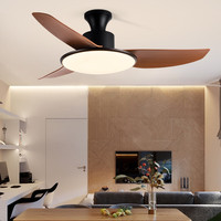 明灯汇北欧餐厅风扇灯吊扇灯三叶abs木纹吸顶灯带风扇56寸客厅电扇灯 42-648A黑色-吸顶木纹叶变光遥控