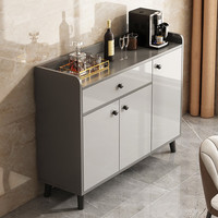 墨尚思  餐边柜多层储物柜家用厨房碗柜置物柜餐厅收纳柜边柜 天空灰+浅灰色90cm