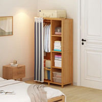 安尔雅衣柜简易收纳柜出租房单人卧室楠竹组合衣橱简易布衣柜85