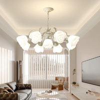 明灯汇法式田园客厅吊灯创意网红铃兰花朵灯美式乡村复古灯具餐厅卧室灯 JM081绿色6+1头700*H280