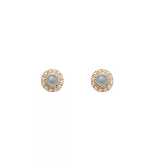 茉妃MOFEI S925银珍珠蓝宝石优雅复古高级耳钉耳夹法式宫廷耳环 蓝宝石珍珠