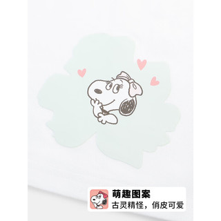 史努比（SNOOPY）女童短袖套装小孩套头上衣休闲短裤夏 S花朵小碎花白色 100