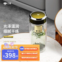 万象（WANXIANG）双层抗菌玻璃杯男女士办公高档送礼泡茶耐高温茶杯车载商务水杯子 抗菌杯TV55-夜光黄-255ml