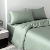 索臻(suo zhen)100s天丝被套单件 100%兰精天丝夏季冰丝凉感床上轻奢凉滑单被罩 春熙绿 150*200cm