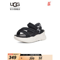 UGG 2022夏季新款女士凉鞋厚底魔术贴LOGO款休闲时尚凉鞋 1125101 BLK | 黑色 37