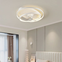 恋艺居客厅风扇灯led吸顶灯大风力简约卧室灯广东中山灯具套餐三室两厅 DDX2096白金卧室圆50cm智能无极