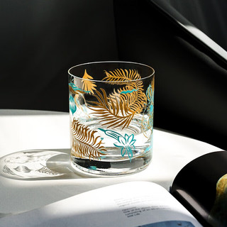 BOHEMIA捷克进口水晶绘画威士忌杯现代小清新欧式酒杯情侣对杯 加勒比海之梦蓝色 2支