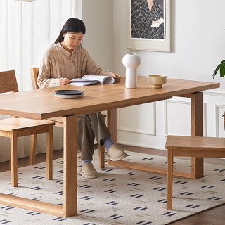 原始原素实木餐桌家用办公桌工作台书桌北欧日式大板长桌L7116