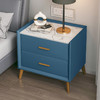 瑞象床头柜现代简约小型床边收纳柜子轻奢高级感置物柜卧室实木储物柜 蓝色金腿