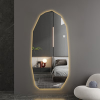 轻奢LED智能发光全身穿衣镜异形网红不规则带灯镜子服装店试衣镜