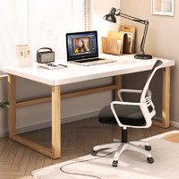 书桌家用台式电脑桌简约双人办公室桌卧室学生写字桌实木腿工作台