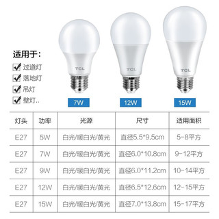 TCL灯泡LED节能替换灯泡 E27大螺口家用商用大功率光源 5瓦中性光
