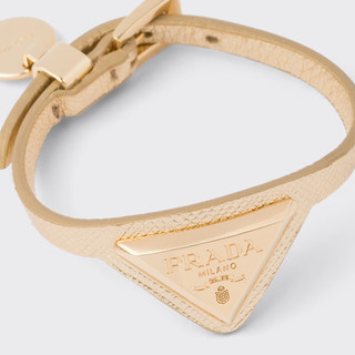 PRADA/普拉达女士徽标饰Saffiano皮革和金属手环 铂金色 S