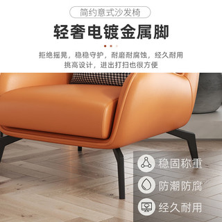 昊罔 HAOWANG）意式极简设计师沙发椅科技布客厅单人沙发轻奢懒人躺椅休闲老虎椅 橙色