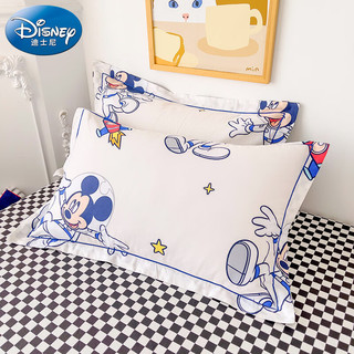 Disney 迪士尼 枕头套磨毛枕套一对儿童枕套卡通学生枕芯套单人枕套成人大号枕套家用48*74cm-米奇