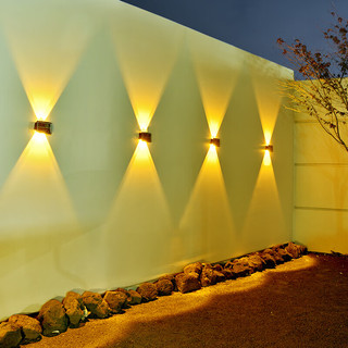倍绿太阳能壁灯led庭院灯院子花园围墙装饰灯户外氛围灯双头洗墙灯 6LED-彩色-