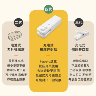 迷你封口机充电零食密封机家用小型食品包装塑封机熟食干货便捷手压封口器塑料袋封口夹密封神器食物打包机 白色充电款 迷你小巧可磁吸适用于多种袋子