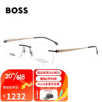 HUGO BOSS 近视眼镜男款黑色镜框浅金色镜腿光学眼镜架眼镜框1424 I46 56mm