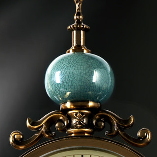 Hense 汉时 创意座钟客厅桌面台钟轻奢古典装饰摆钟金属陶瓷石英钟表HD6902