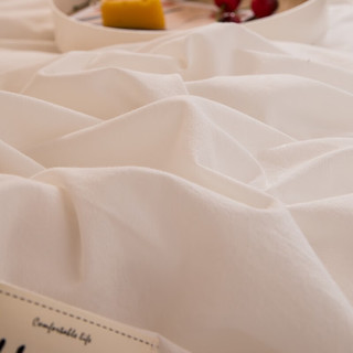 罗朋（LUOPENG）高端A类全棉三件套 大学生宿舍单人纯色纯棉北欧被套床单床笠床品 LP纯白 0.9米床单三件套