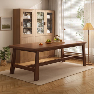 瑞象 全实木餐桌方桌饭桌家用木桌子胡桃木长方形中式大长桌原木风桌 胡桃色 80x80x75cm
