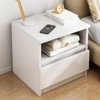 宜造（YIZAO）床头柜现代简约创意轻奢高级感小柜子卧室收纳柜简易收纳柜 单抽暖白色32*30*41cm